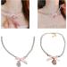 Oralgos Elegant Pearl Necklace with Bow | Adjustable Collarbone Chain for Weddings & Special Occasions - Silver - Buy Online on SooperMarket.com