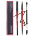 2pc Double-headed Eyebrow Pencil,2 in 1 Waterproof eyebrow pencil Kit,JASSINS Retractable Water-Drop & Ultra Fine Wax Tip Brow Pen Create Natural Eye Brows Waterproof Long-lasting Makeup(Dark brown-With eyebrow brush)