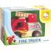 Bino Holzauto Feuerwehr - Wooden Fire Truck Toy for Kids 12 Months+ | Fold-Out Ladder PVC Tires Promotes Hand/Eye Coordination - 17x12x9 cm Red - Buy Online on SooperMarket.com