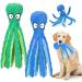 Wandergo Squeaky Dog Toys 2 PCS Octopus Dog Toy with Crinkle Paper Plush Dog Teeth Cleaning Toy Dog Soft Toy Durable Dog Toys for Large Dogs Medium Dogs Playing(Blue+Green)