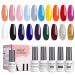 AILLSA Gel Nail Polish Set, 24 Pcs Candy Colors Spring Summer Gel Nail Polish Kit with Glossy/Matte Top and Base Coat, Rainbow Orange Pink Glitter Soak Off UV Gel Polish Set, for Women Girls Mother's Day Gift Set Summer Go…