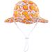 LANGZHEN Beach Sun Protection Hat for Baby Girls | Adjustable Wide Brim Toddler Kids Hat with Chin Strap | White-Orange 2-4 Years - Buy Online on SooperMarket.com