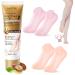 Silicone socks for feet anti-slip 4 pieces of moisturizing socks+60g foot cream cornea silicone socks corneal remover socks foot mask socks care for cracked and rough skin skin color+pink