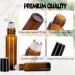 12 Pack 10ml Amber Glass Essential Oil Roller Bottles with Stainless Steel Roller Balls and Accessories | Labels, Openers, Funnels, Droppers Included - Buy Online on SooperMarket.com