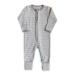 100% Cotton Two-Way Zipper Baby Sleepsuit Unisex Gender Neutral Onesie Romper for Boys and Girls Double Zip Footless with Fold Over Cuffs on Hands and Feet 0-3 Months Grey white and Mint Green
