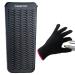 Heat-resistant mat bag and heat-resistant glove for curls hair smoothing smoothing iron and hair styling tools 28.5cm x 14cm black black+glove
