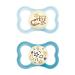 Mam Supreme Night Schnuller in the 2 Set bright baby pacifier for healthy dental and jaw development prevents skin irritation with pacifier box 16+ months tiger/universe 16+ months/night