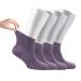 Cosyfeel Women Loose Diabetic Socks | 4-Pack Neuropathy Ankle Socks for Ladies | Super Soft Eco-Friendly Bamboo Material | Durable with Seamless Toe | Multicolour Patterns | 4 Seasons 7-9 1/2 CHALK VIOLET