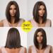 Allbell Brown Bob Wig with Blonde Highlights - Short Straight Synthetic Hair Middle Part for Women - Buy Online on SooperMarket.com