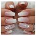 24Pcs Pink Press on Nails Short Glossy Gradient Fake Nails False Nails with Rhinestones Designs Glitter Powder Glue on Nails Artificial Acrylic Nails Office Home Stick on Nails for Women Girls Medium coffin-7