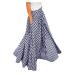 Sanahy Women Mopping Floor Length Big Hem Vintage Plaid Beach High Waist Maxi Skirt Party A-Line Big Hem Long Skirt with Pockets M Blue