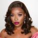 Quantum Love Short Loose Curly Wigs Body Wave Wig for Black Women Side Part Curly Bob Shoulder Length Synthetic Wigs(Mix Brown 16 inches)