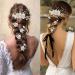 Bridal Flower Wedding Hair Pins - Crystal Pearl Clips Headpiece for Brides - Gold Hair Accessories with Rhinestone - Pure White Flower - 5 Count - Buy Online on SooperMarket.com