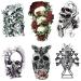 Yesallwas Skull Temporary Tattoo for Men Teens Guys  boys 6 Sheets  Waterproof long lasting Fake Tattoos Stickers for Arms Shoulders Chest & Back- crown Gun Tree Tribal Feather Clock (A)