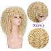 Lady Miranda Blonde Afro Kinky Curly Wig with Bangs | Medium Length Heat Resistant Synthetic Hair Wig for Women | Curly Blonde Wig 0-613 - Buy Online on SooperMarket.com