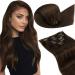 Laavoo clip in extensions real hair brown hair extension real hair clip in extensions dark brown remy brown real hair extensions clip in double tressen 40cm 7pcs 105g #4 40cm-105g 1.3 #4