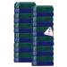 CASA COPENHAGEN  Designed in Denmark  550 GSM  12x12 Inches  Washcloths Towels  Set of 24 Towels  Super Soft and Absorbent  Egyptian Cotton Towels for Bathroom & Kitchen - Wimbledon Blue and Green 24Pcs Washcloth Wimbled...
