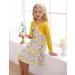 Puseky Toddler Girl Floral Print Dress + Ribbed Cardigan Set - 3-4 Years, Yellow - Buy Online on SooperMarket.com