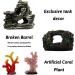 PietyPet 15pcs Fish Tank Decorations: Resin Broken Barrel, Cave Rock, Plastic Plants, Hideout Ornaments - Aquarium Decor Set - Buy Online on SooperMarket.com