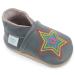 Dotty Fish Soft Leather Baby Shoes. Toddler Shoes for Boys. Non-Slip Suede Soles. 0-6 Months - 4-5 Years 3-4 Years Grey Rainbow Star