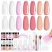 Beetles Dip Powder Nail Starter Kit 7 Colors Nude Pink Brown Snow White Translucent Dipping Powder Liquid DIY Set with Complete Accessories White Nude Pink