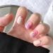 JUSTOTRY 24 Pcs Colourful Flower Square Short False Nails Beige French Press on Nails Pattern Daisy Fake Nails Medium with Nail Glue Stick on Nails for Women Squoval Nails Fake Nail for Nails Art white&flower3