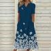 Foldap Women's Boho Floral Summer Dress - O-Neck Casual Print Long Dress with Short Sleeves and Pockets - X-Large (A1-blue) - 2023 Collection - Buy Online on SooperMarket.com
