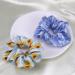 Daisy Flower Blue Hair Scrunchies 2PCS - Women's Silk Hair Accessories & Ponytail Holder Bracelet - Buy Online on SooperMarket.com