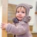 Toddler Winter Hat with Double Pom Pom | Fleece Lined Earflap Beanie | 2-4 Years Dark Purple - Buy Online on SooperMarket.com