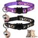 2PCS Breakaway Cat Collars with Bell Moons Stars Cute Kitty Adjustable Safe Kitten Collars with Pendant Glow in The Dark Black&Purple