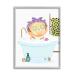 Stupell Industries Children's Tiger Bubble Bath Cute Safari Animal Bathroom Grey Framed Wall Art  11 x 14  White