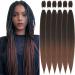 Xusuperb Pre Stretched Braiding Hair Ombre Brown 30 inch long Easy Braids Extensions Black Braun Kanecalon Kunsthaar 6 Packs Soft Knotless Yaki braids Hair extensions (T1B/30#) 76 cm (6 Pack) T1B/30#