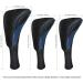 Golf Club Head Covers Set - 3 Pieces with Interchangeable Tags for Fairway Woods, Driver, Hybrids - Long Neck Mesh Design - Golf Accessories for Men and Women - Black Blue - Buy Online on SooperMarket.com
