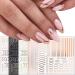 6 Sheet Gold French Fashion Line Nail Art Stickers Decals 3D Self-Adhesive Nail Decals Gold Line Silver Line Nail Decorative Stickers Nails Art Design Nail Supply Nail Art Luxury Gold Nail Decals Solid Color