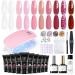 Modelones Poly Extension Gel Nail Kit with 6W Nail Lamp 10 Colors Pink Red Glitter Poly Builder Nail Gel Complete Nail Art Accessories Tools All-in-one Kit Nail Art Design Gifts for Women