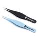 Tweezer Guru Pointed Tweezers - Sharp Precision Needle Nose Tip  Best Tweezers for Eyebrows and Ingrown Hair  Surgical Pointed for Blackheads & Splinters (Sky Blue & Black) 2 Piece Set Black + Sky Blue