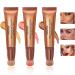 3pcs Liquid Contour Beauty Wand Face Highlighter & Blush Stick with Cushion Applicator High Coverage Natural Matte Finish Lightweight Blendable Liquid Contour Stick
