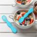 Vicloon Baby Fork and Spoon Set - 2Pcs Silicone Self Feeding Utensil for Infant/Toddler - Easy Grip Toddler Cutlery Kit in Blue - Buy Online on SooperMarket.com
