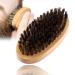 Beard Brush Men Natural Faux Boar Bristle Wooden Handle Military Pocket Mustache Beard Grooming Comb Brush