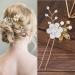 25 Pack Flower Leaf Pearl Bridal Hair Pins Clips - U-Shaped Barrettes with Rhinestone Crystal - Wedding Hair Accessories for Women, Girls, Brides - Buy Online on SooperMarket.com