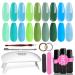 Lavender Violets 19 Pcs Gel Polishes Starter Kit Green & Blue Hawaiian Island Portable LED Nail Lamp Dryer Soak Off UV Base Matte n No Wipe Top Coat Nail File Golden Sliver Sticker Manicure Tools 969B Hawaiian Island-969B