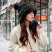Peicees Women's Winter Fluffy Bomber Hat with Fur Pompom - Black - Buy Online on SooperMarket.com