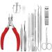 Jinpiker Profi footnail pliers set nail scissors nail tongs 12 pieces stainless steel footnail snaps with double -page nail file and nail scissors set repair for thick and ingrown footnaws (red)