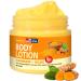 Turmeric & Kojic Body Butter - All Natural Turmeric Butter for Skin Brightening - Turmeric Lotion Cleanses Skin Evens Tone Scars Sun Damage & Age Spots - Whipped Shea Butter Turmeric Cream