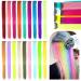 Colored hair extension clips multi-colored strands of hair rainbow color straight synthetic hair part for girls and children hair parts steaks clip (18 colors)