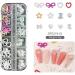 3D Nail Charms 2 Boxes Multi-Shape Black White Aurora Bows Heart Nail Art Charms Nail Pearls Bowknot Stars Shell Nail Rhinestones Gems for Nail Art Decoration DIY Crafts (E) - Buy Online on SooperMarket.com