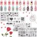 RUNRAYAY 4Pcs Love Series Nail Stamping Plates for Nails Image Valentine's Day Theme Nail Templates Nail Stencils for Nails Art Stamping Kit Nail Stamp Plates Set Printing Tools for Women Girls DIY