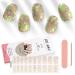 Kalolary 20PCS Luminous Glitter Cured Gel Nail Polish Strips Glow in the Dark Adhesive Full Wrap Gel Nail Art Sticker Waterproof Gel Nail Wrap Stickers with Nail File and Stick (White)