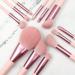 Premium Synthetic Pink Makeup Brush Set with Cleaning Mat - 12pcs Kabuki Powder, Blush, Foundation, Concealer, Eye Shadow Brushes | Makeup Tools - Buy Online on SooperMarket.com