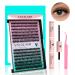 VAVALASH DIY Lash Extensions Kit Individual Cluster Lashes Kit with 280 Lash Clusters 30D+40D-0.07-D-10-16Mix Lash Bond and Seal Lash Applicator for DIY Eyelash Extensions at Home(Kit-30D+40D) Kit-VA-30D+40D 282 Piece Set